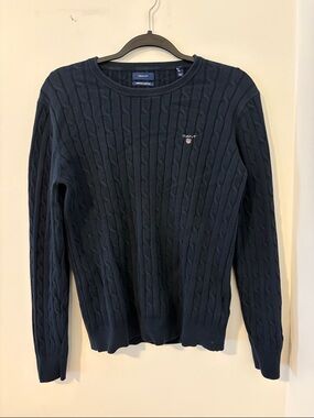 GANT Navy Cable-Knit Crewneck Sweater